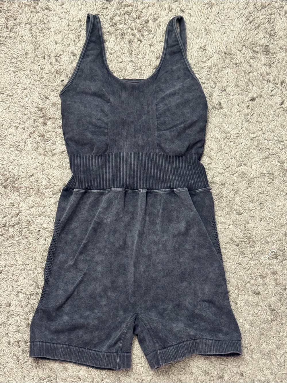 Zenana Seamless Mineral Wash Romper | Crisscross Back | L/XL